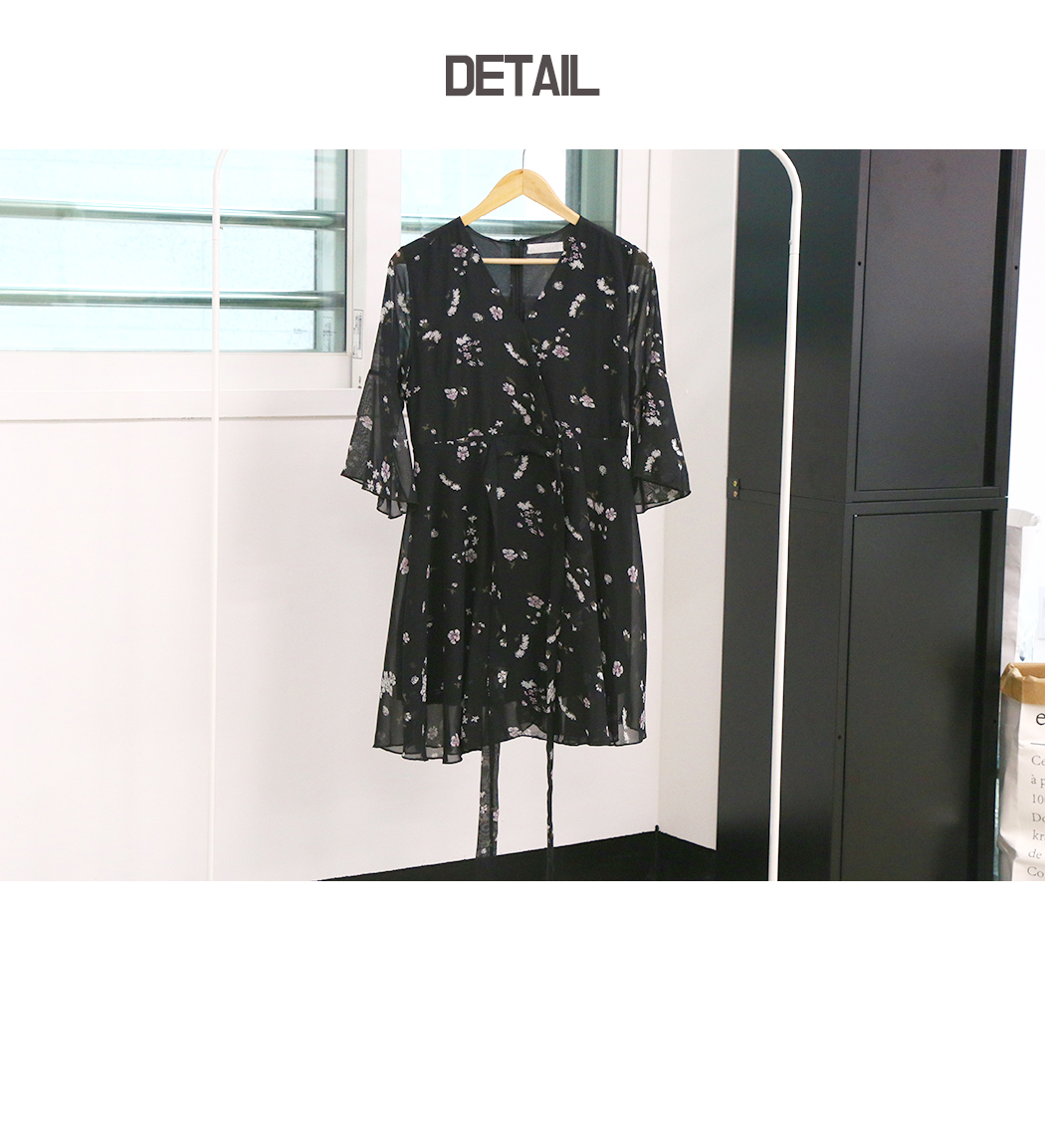 New Women Dress Plum Flower Black Wrap Dress Femin