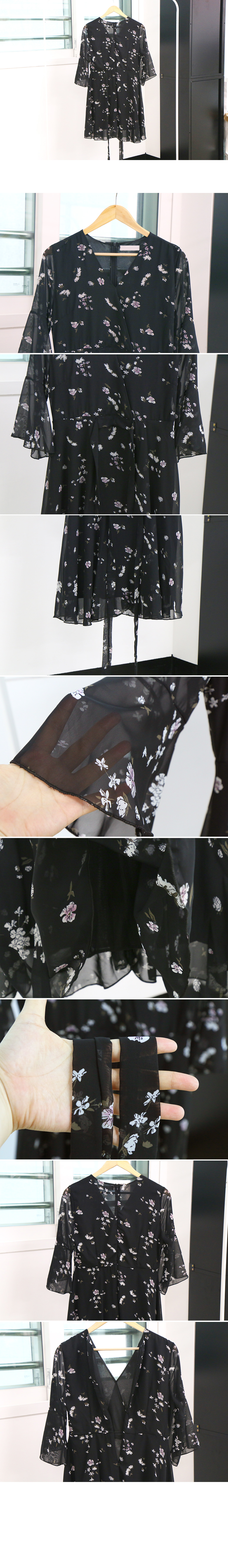 New Women Dress Plum Flower Black Wrap Dress Femin