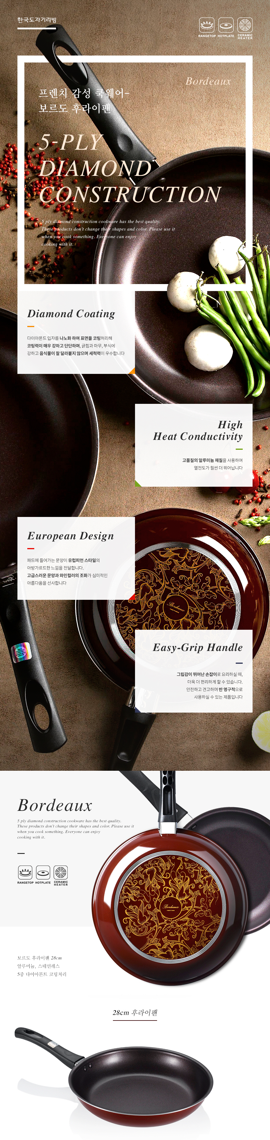 NEW FRYING PAN Korean porcelain living Bordeaux fr
