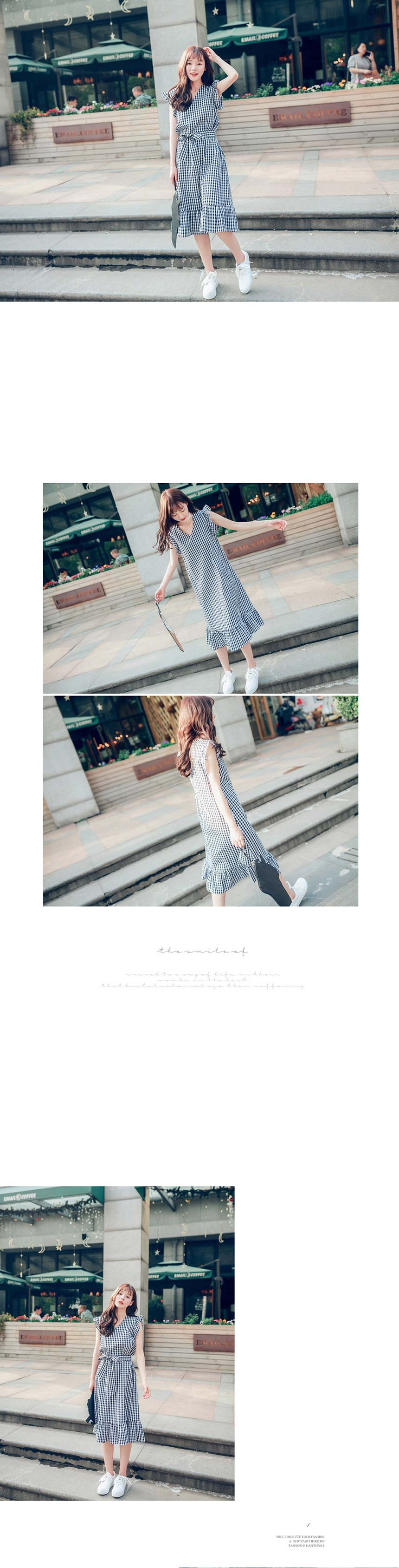 NEW FASHION LADY GIRL DRESS Checkered Sleeveless D