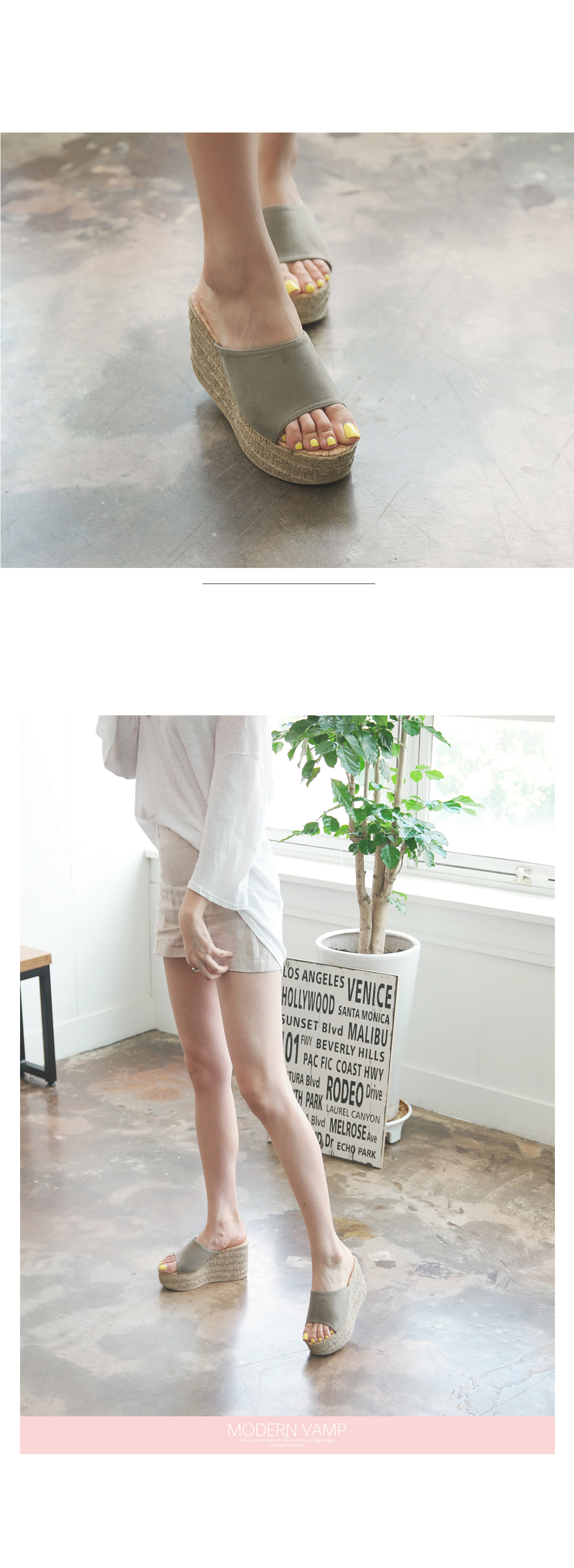 New domestic production _ suede wedge slippers _ b