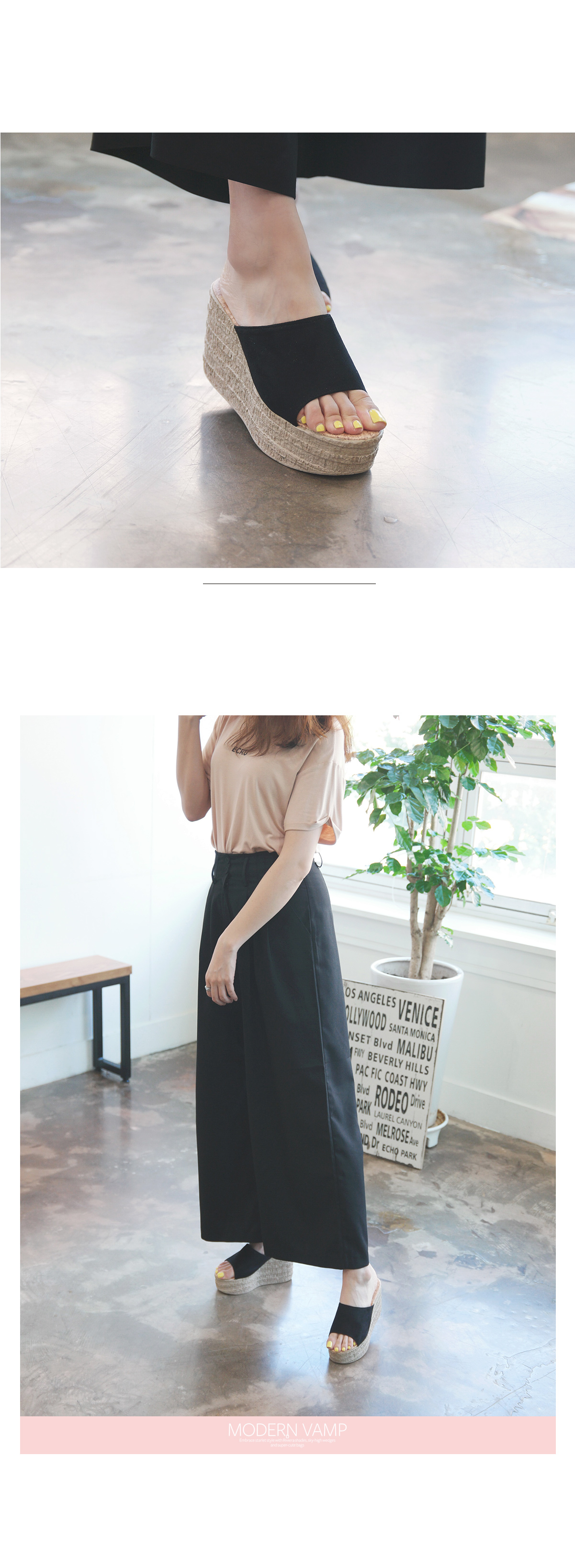 New domestic production _ suede wedge slippers _ b