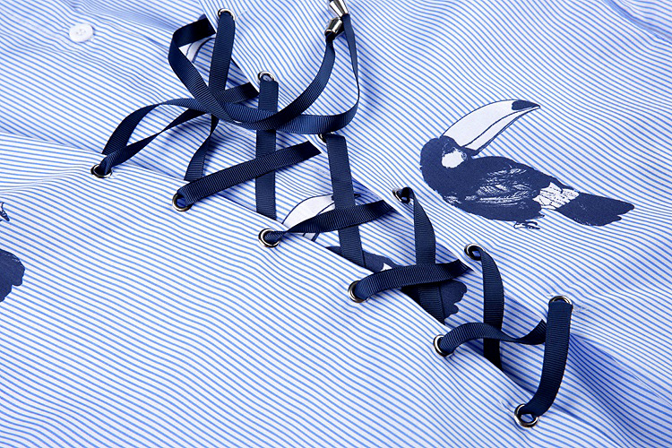 New G66 Big Size Striped Shirt Dress Plus Embroide