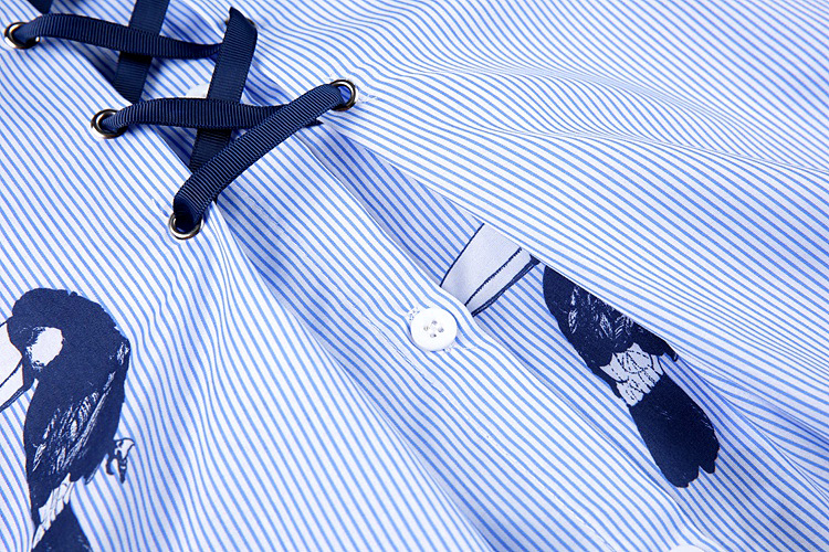 New G66 Big Size Striped Shirt Dress Plus Embroide