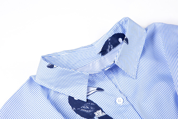 New G66 Big Size Striped Shirt Dress Plus Embroide