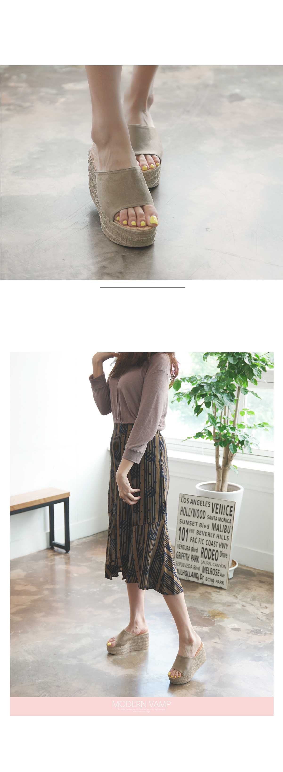 New domestic production _ suede wedge slippers _ b