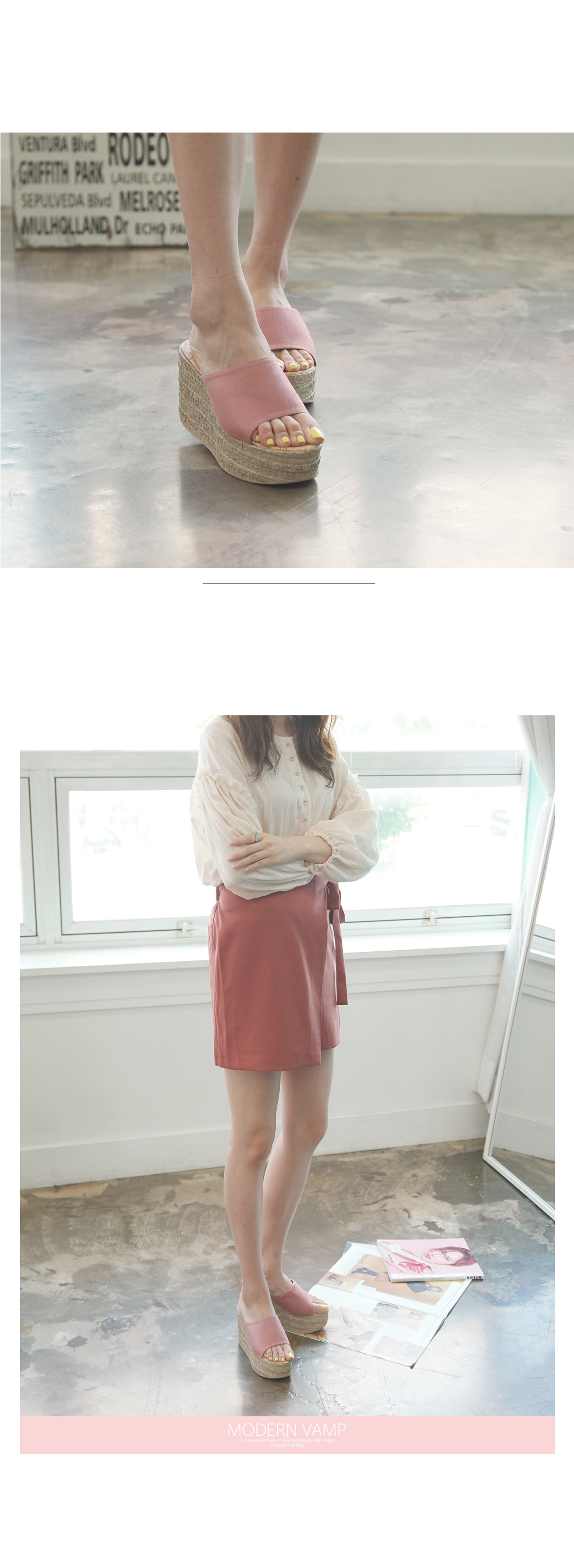 New domestic production _ suede wedge slippers _ b