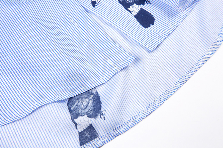 New G66 Big Size Striped Shirt Dress Plus Embroide