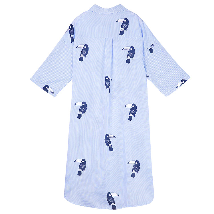 New G66 Big Size Striped Shirt Dress Plus Embroide