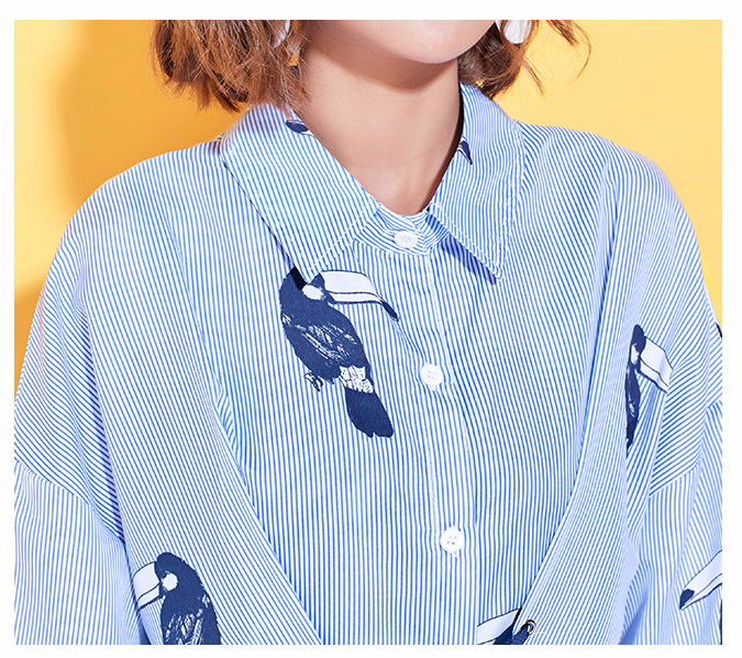 New G66 Big Size Striped Shirt Dress Plus Embroide