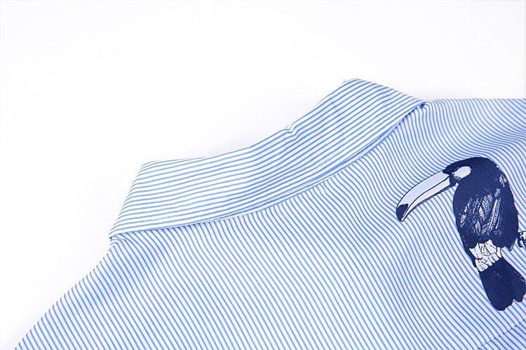 New G66 Big Size Striped Shirt Dress Plus Embroide