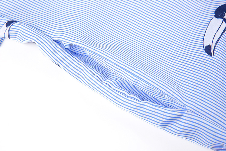 New G66 Big Size Striped Shirt Dress Plus Embroide