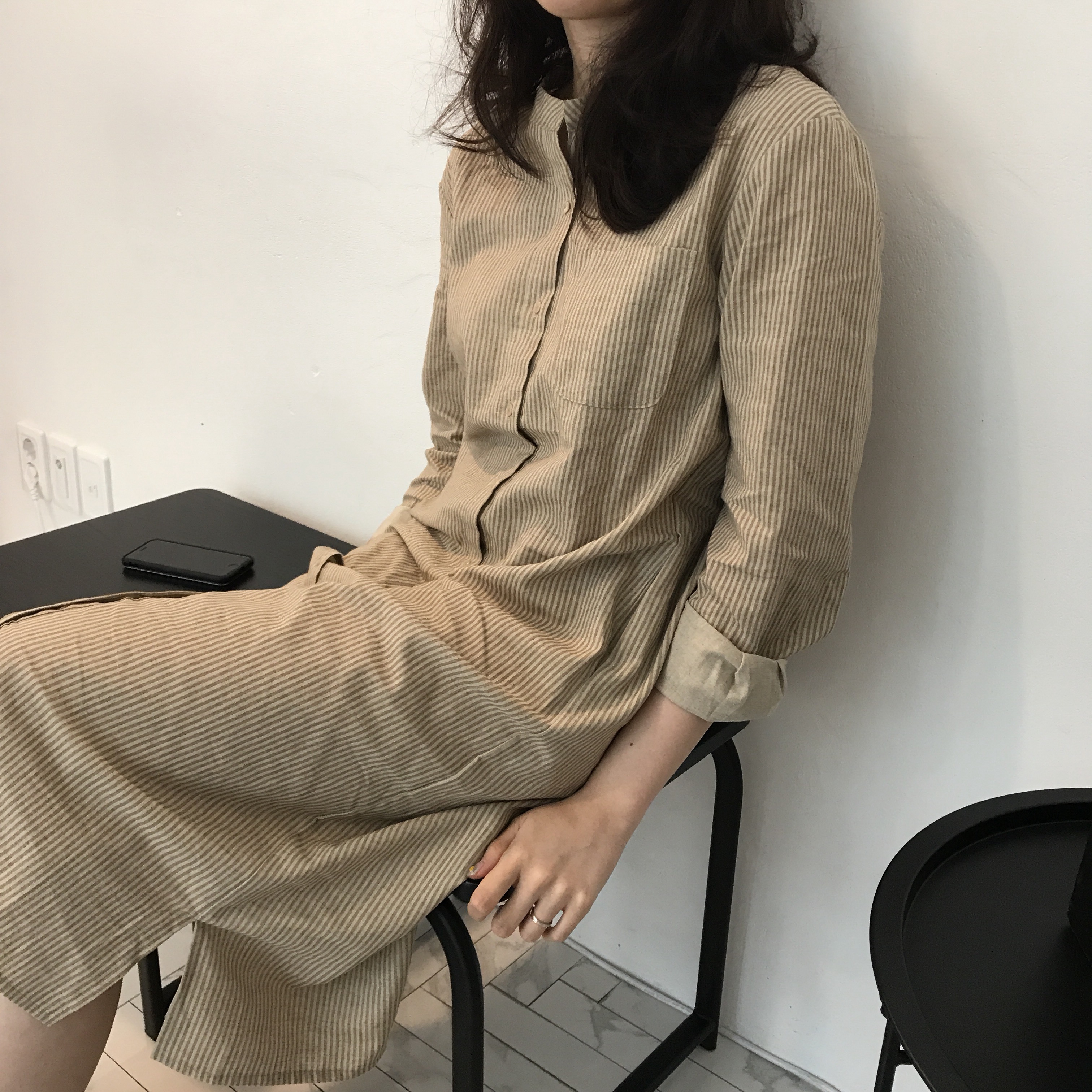 New Striped Shirt Dresses Casual Fashion Autumn Co