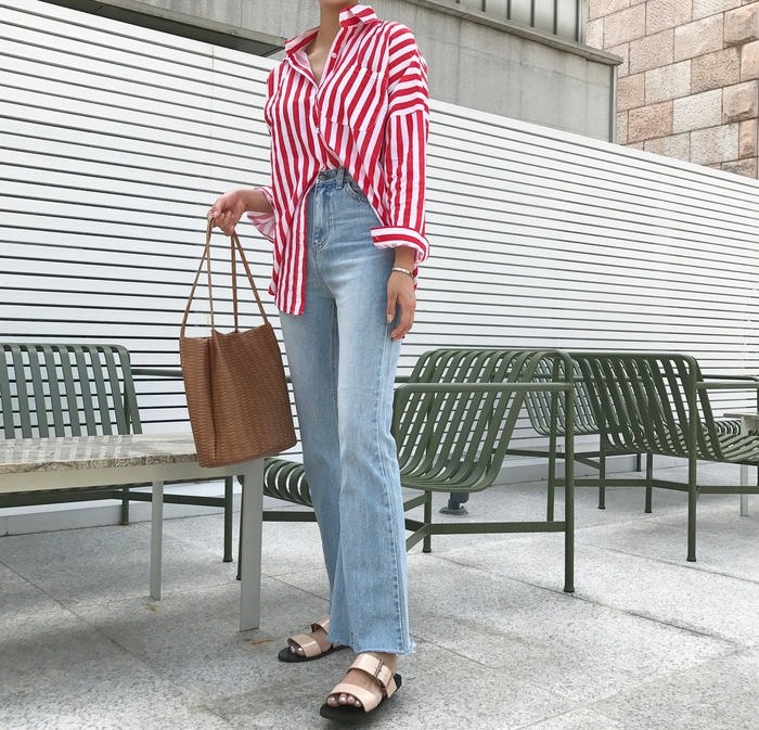 Women Jeans Pants Simple high waisted semi-long bo