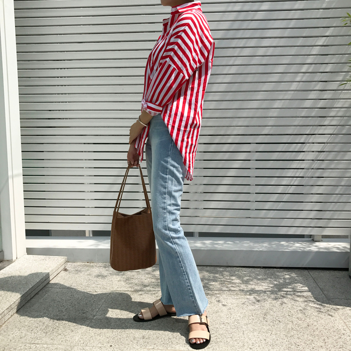 Women Jeans Pants Simple high waisted semi-long bo