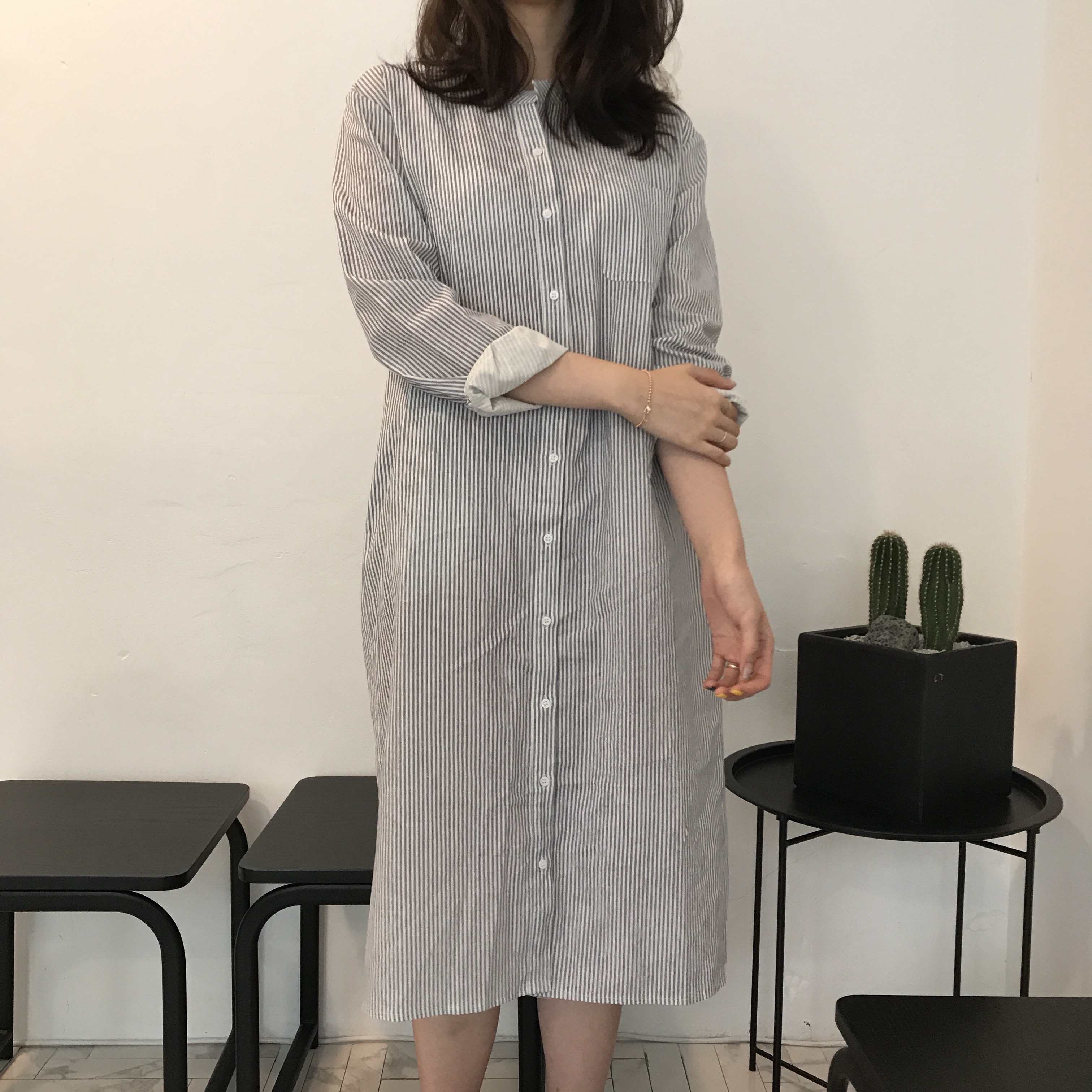New Striped Shirt Dresses Casual Fashion Autumn Co