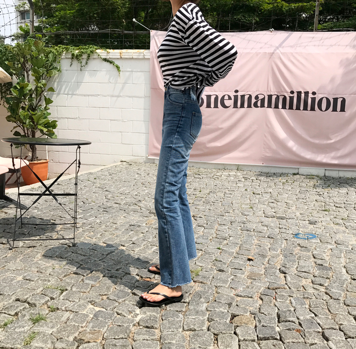 Women Jeans Pants Simple high waisted semi-long bo