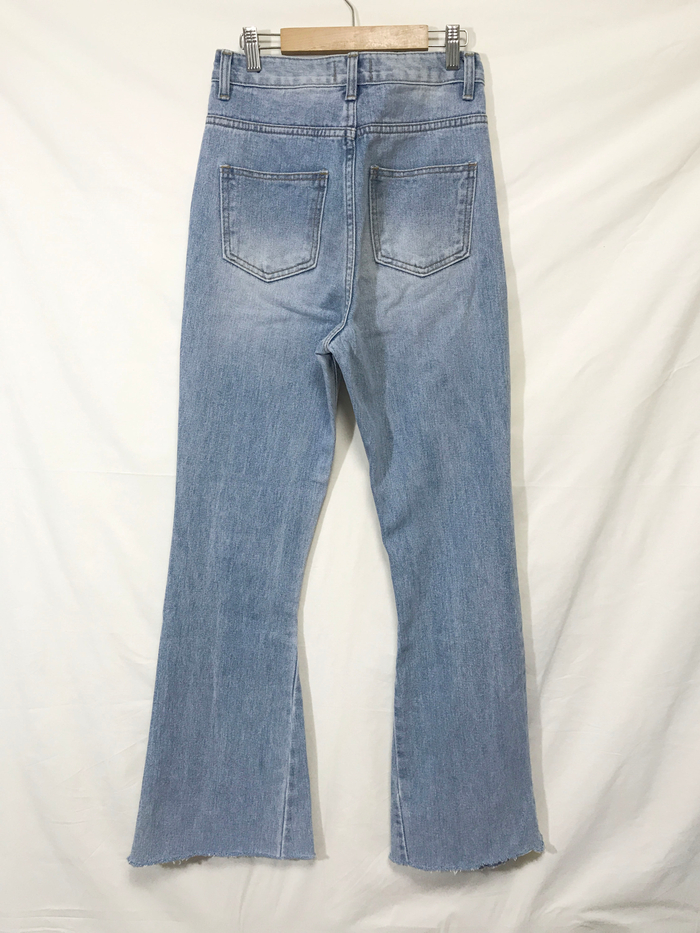 Women Jeans Pants Simple high waisted semi-long bo