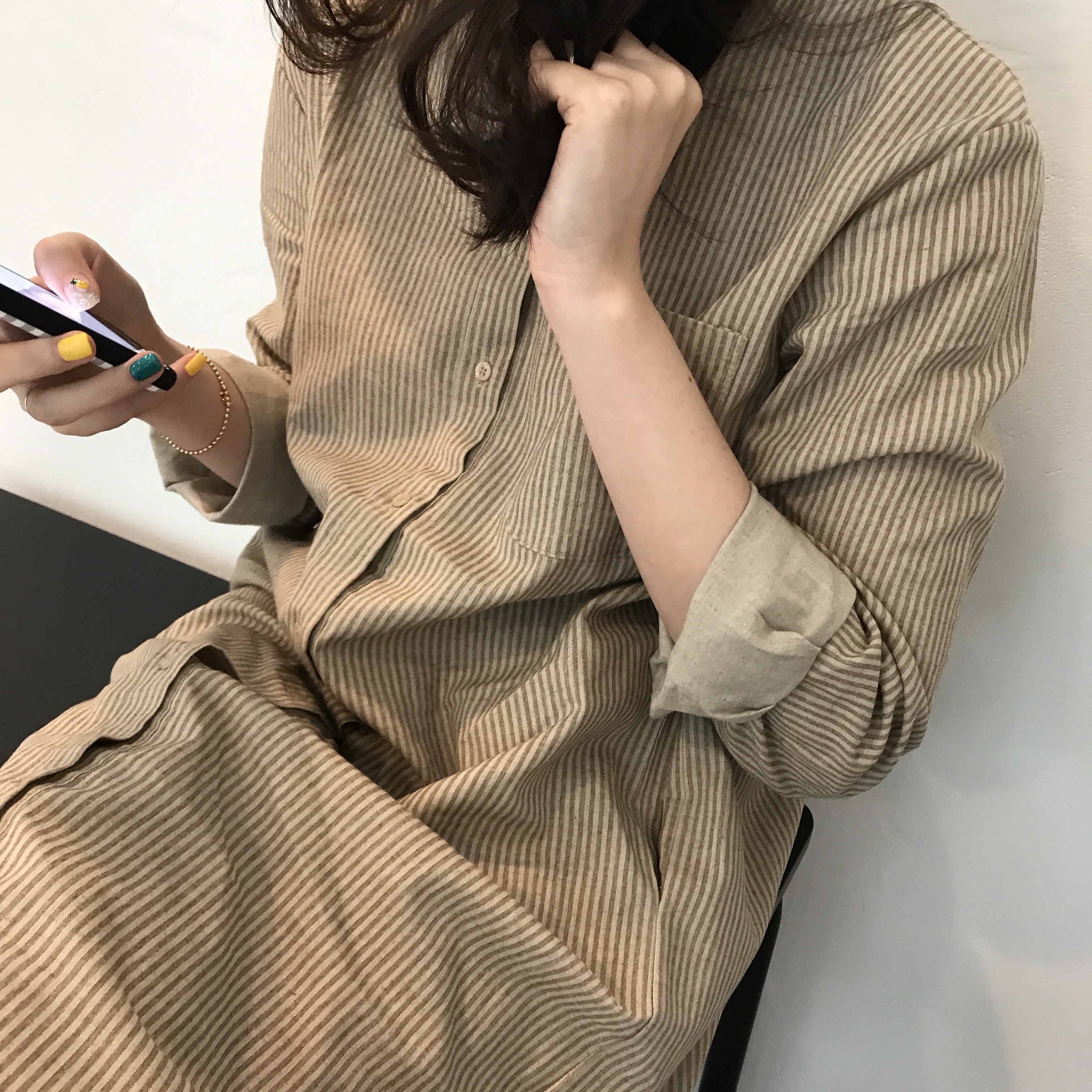 New Striped Shirt Dresses Casual Fashion Autumn Co