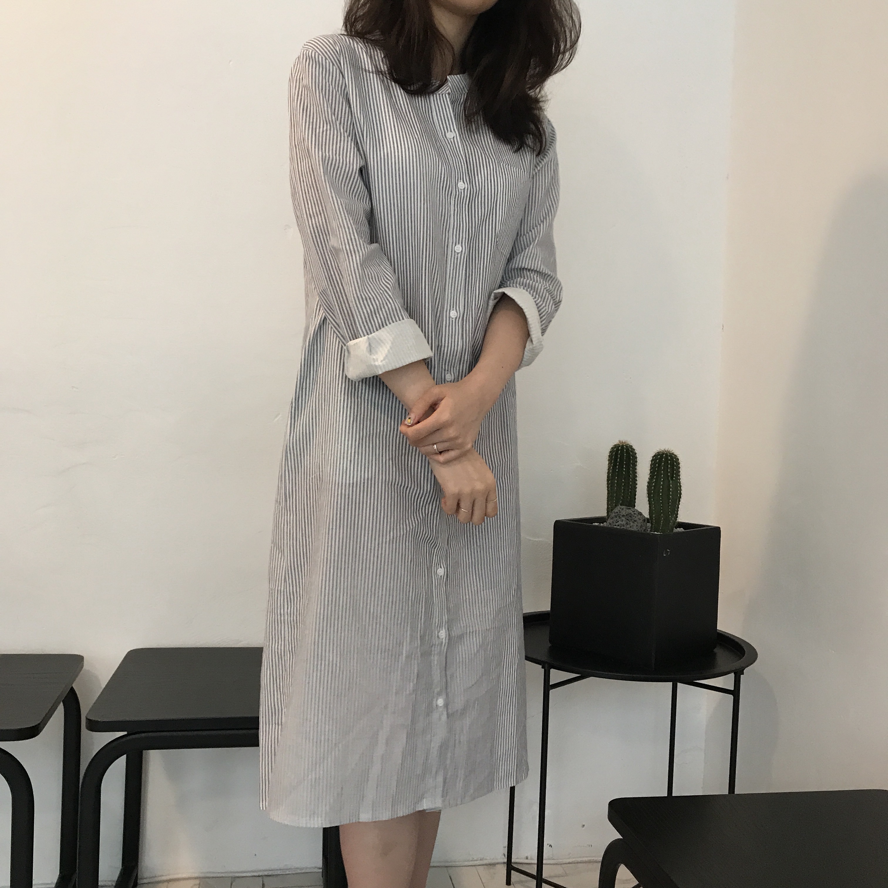 New Striped Shirt Dresses Casual Fashion Autumn Co
