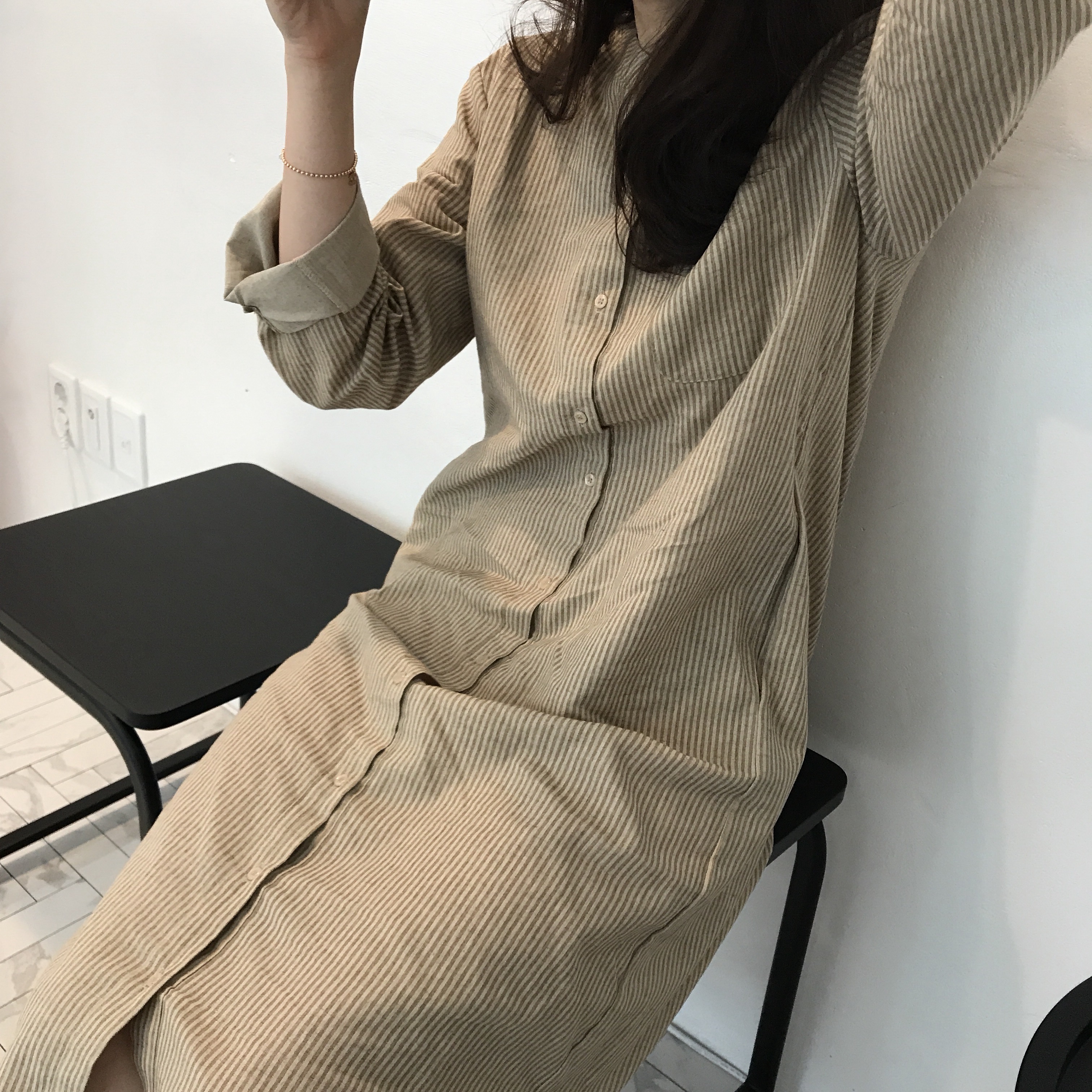 New Striped Shirt Dresses Casual Fashion Autumn Co