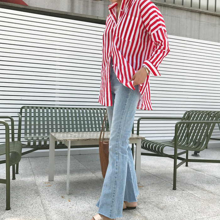 Women Jeans Pants Simple high waisted semi-long bo