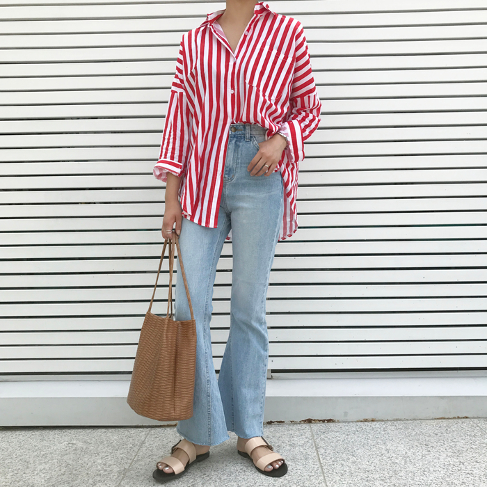 Women Jeans Pants Simple high waisted semi-long bo