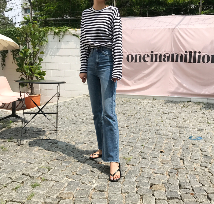 Women Jeans Pants Simple high waisted semi-long bo