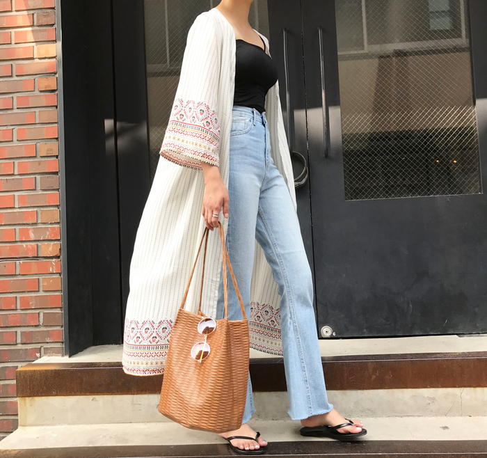 Women Jeans Pants Simple high waisted semi-long bo