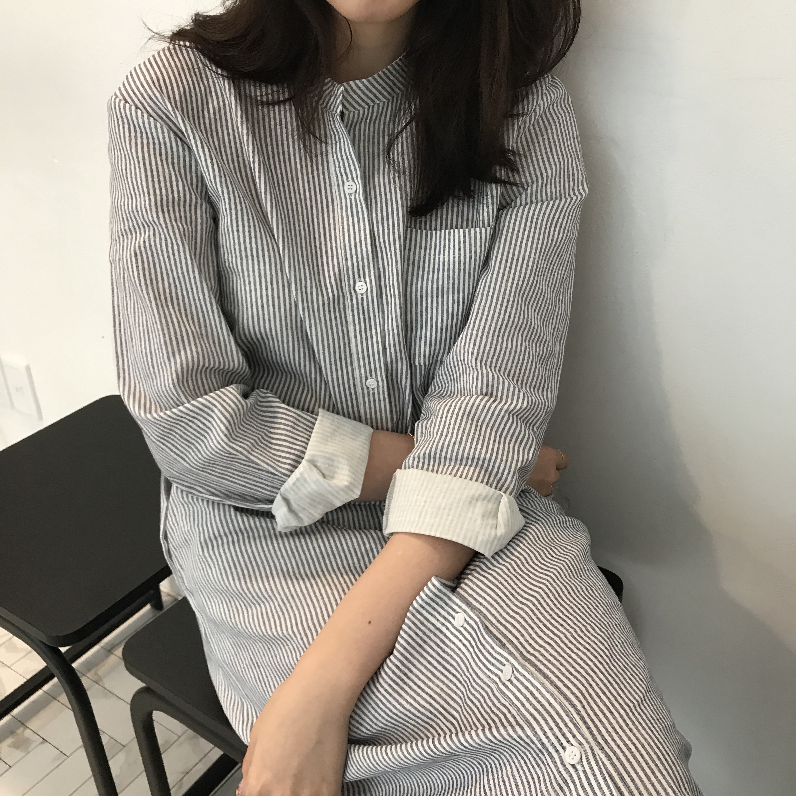 New Striped Shirt Dresses Casual Fashion Autumn Co