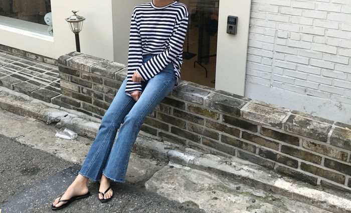 Women Jeans Pants Simple high waisted semi-long bo