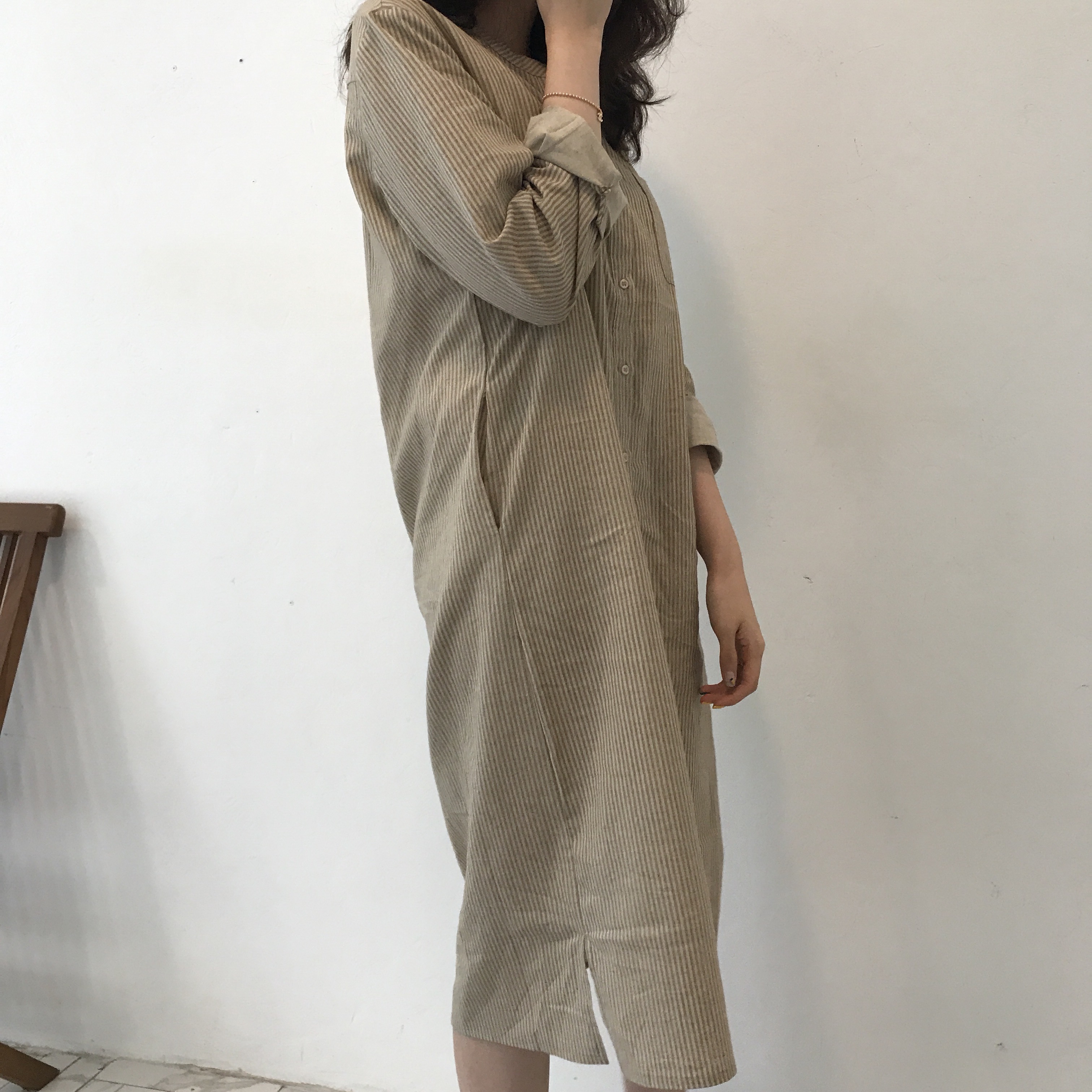 New Striped Shirt Dresses Casual Fashion Autumn Co