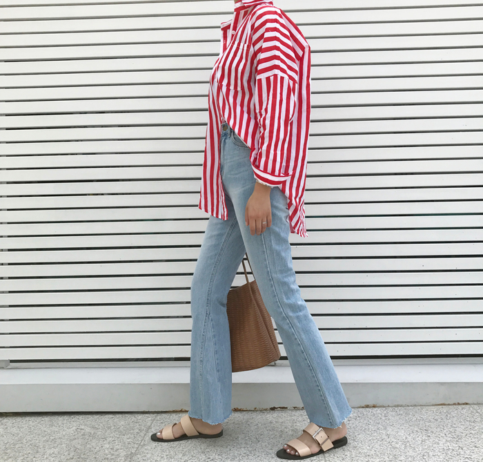 Women Jeans Pants Simple high waisted semi-long bo