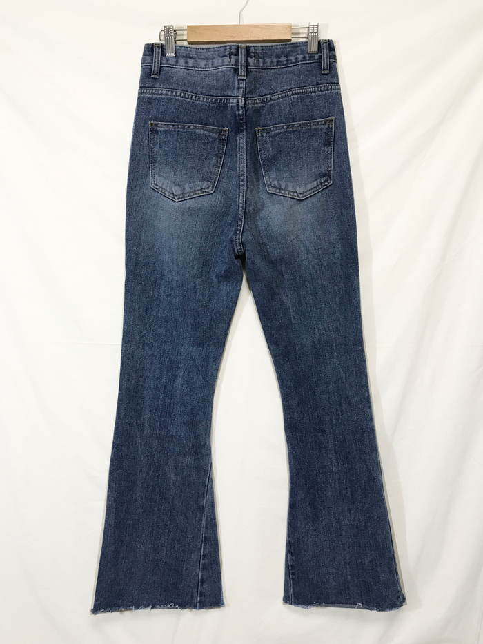 Women Jeans Pants Simple high waisted semi-long bo