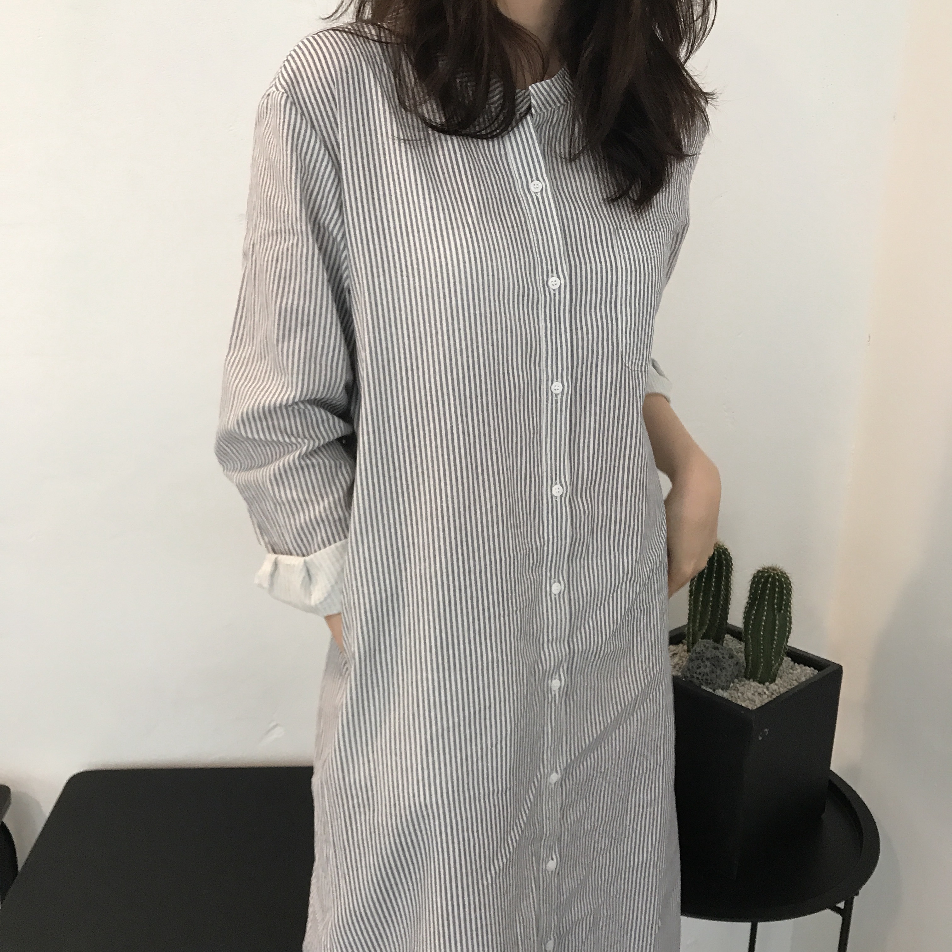 New Striped Shirt Dresses Casual Fashion Autumn Co