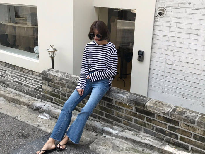 Women Jeans Pants Simple high waisted semi-long bo