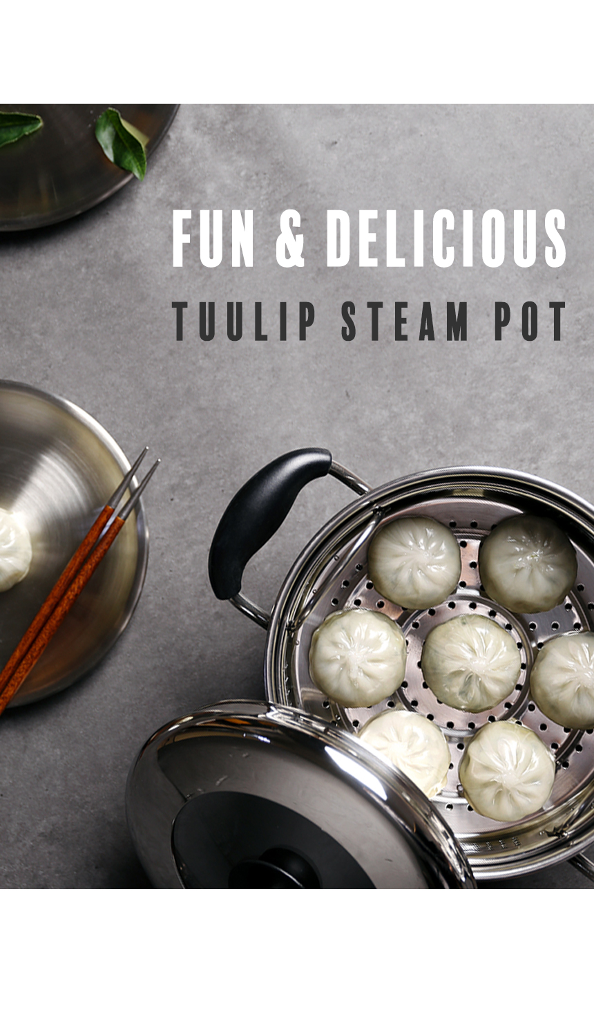 Kitchen flower induction stainless steaming pot ho