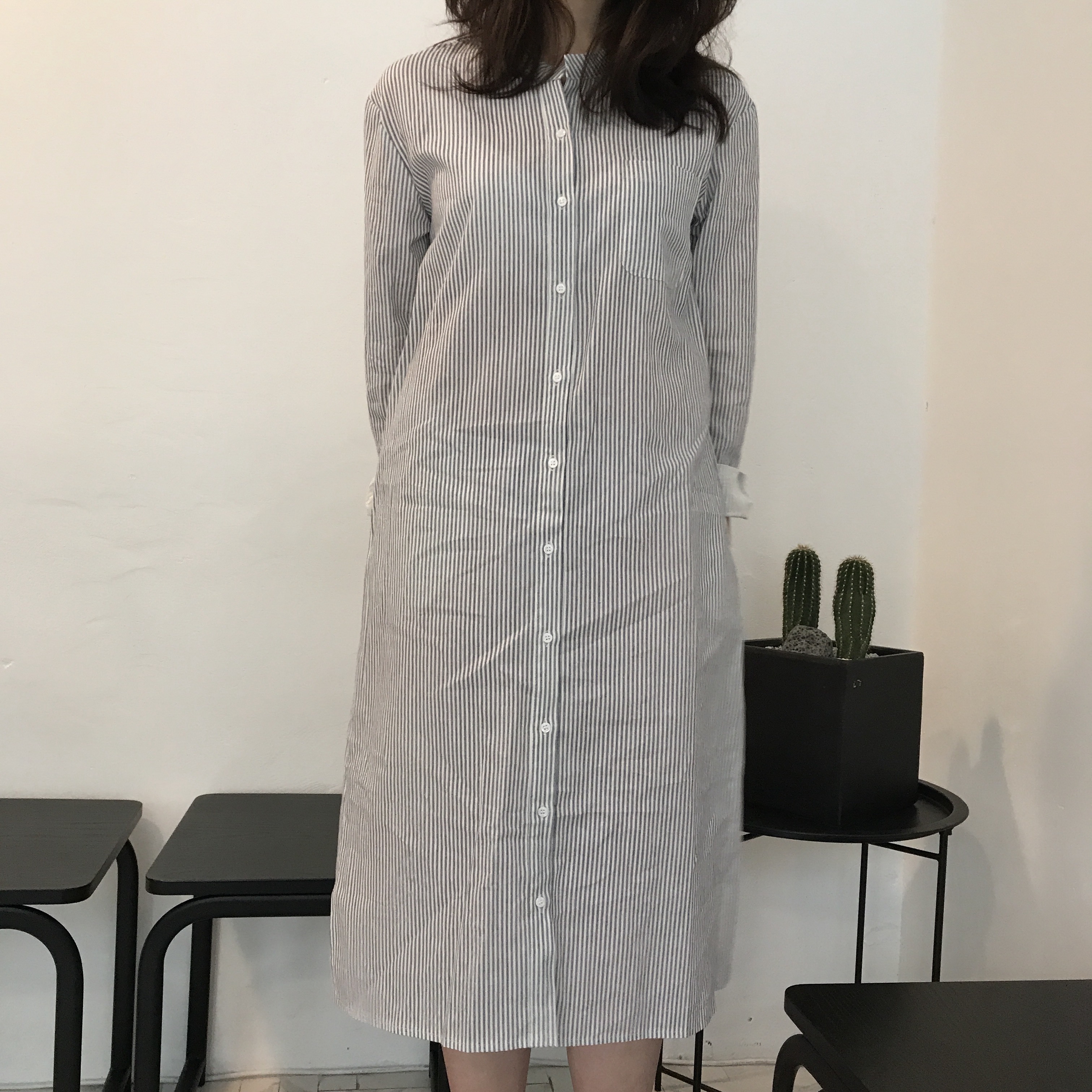 New Striped Shirt Dresses Casual Fashion Autumn Co