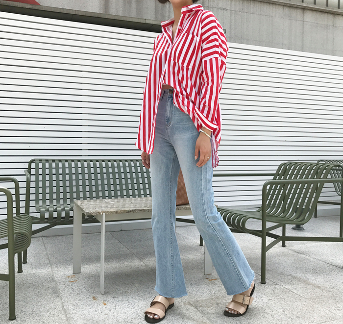 Women Jeans Pants Simple high waisted semi-long bo