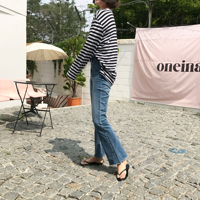 Women Jeans Pants Simple high waisted semi-long bo