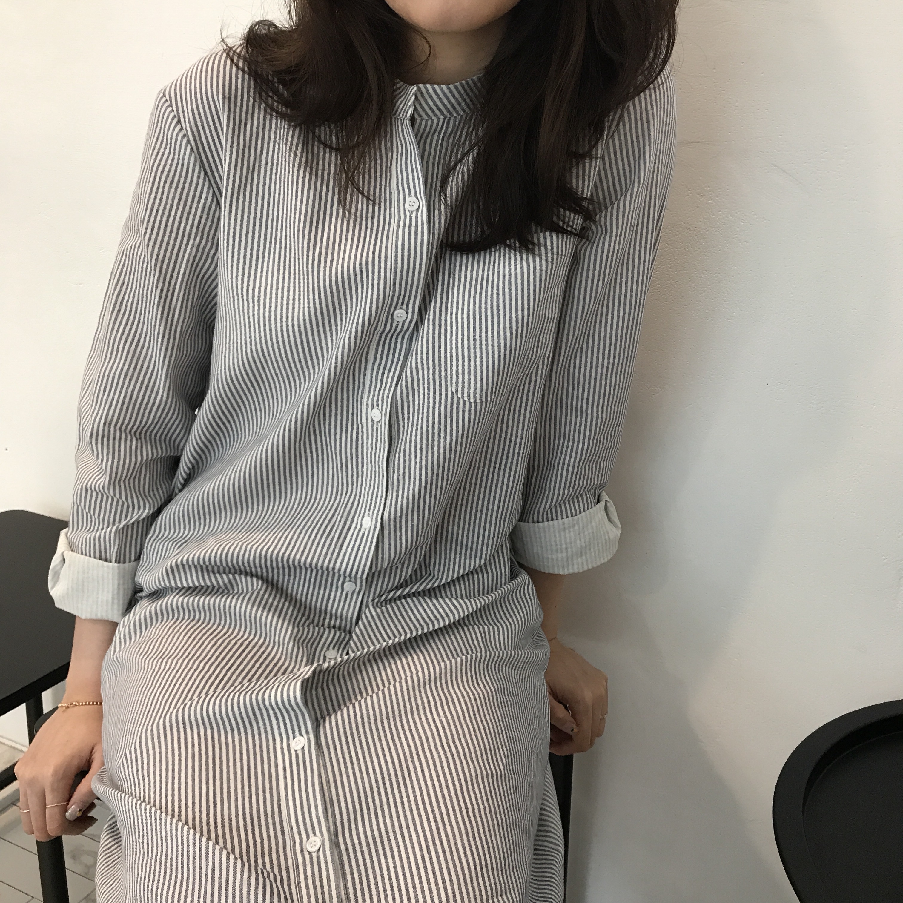 New Striped Shirt Dresses Casual Fashion Autumn Co