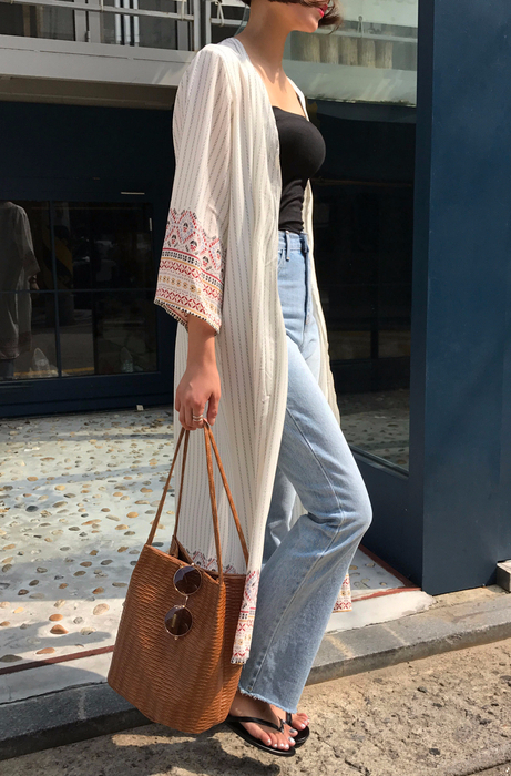 Women Jeans Pants Simple high waisted semi-long bo