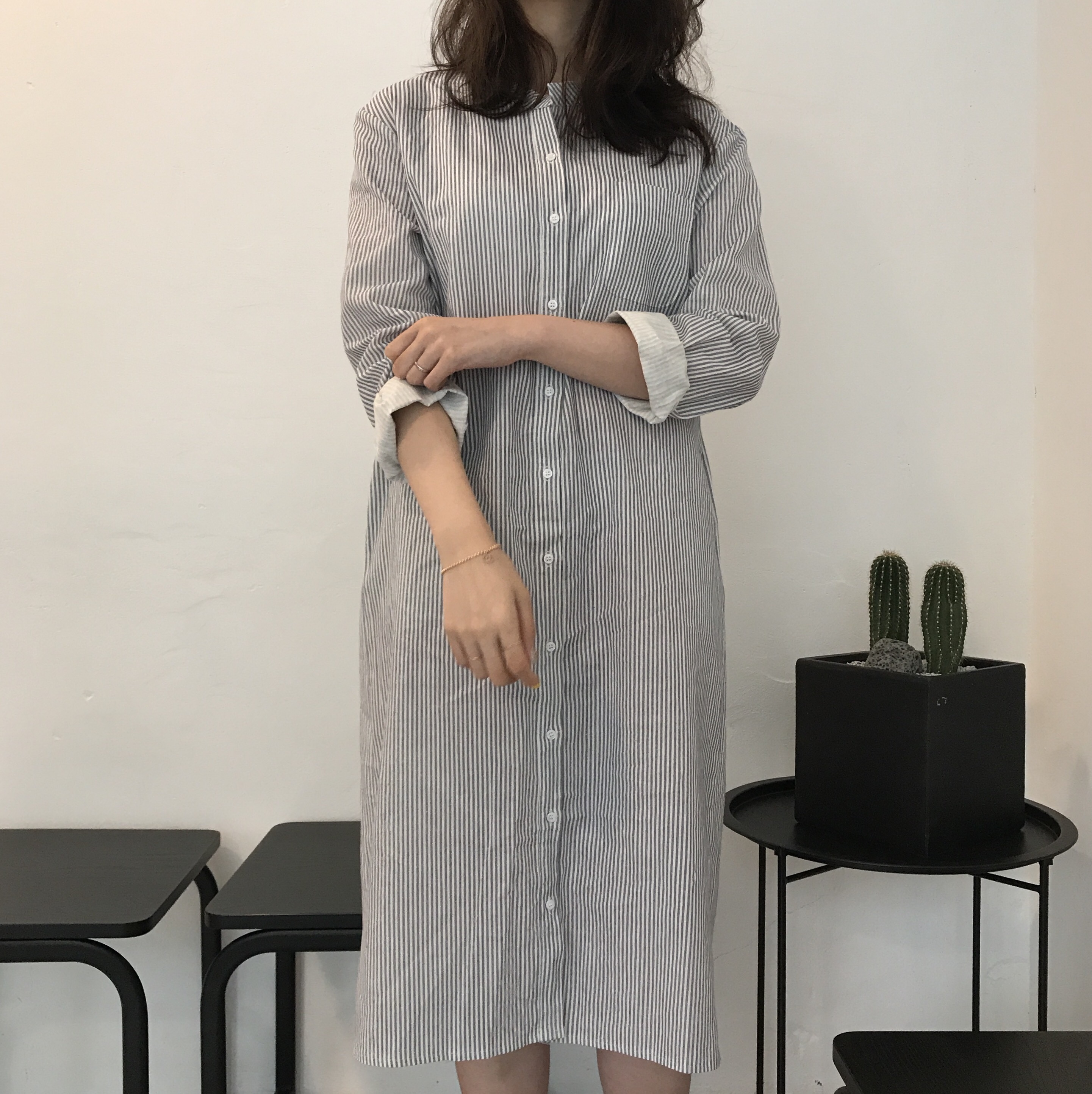 New Striped Shirt Dresses Casual Fashion Autumn Co