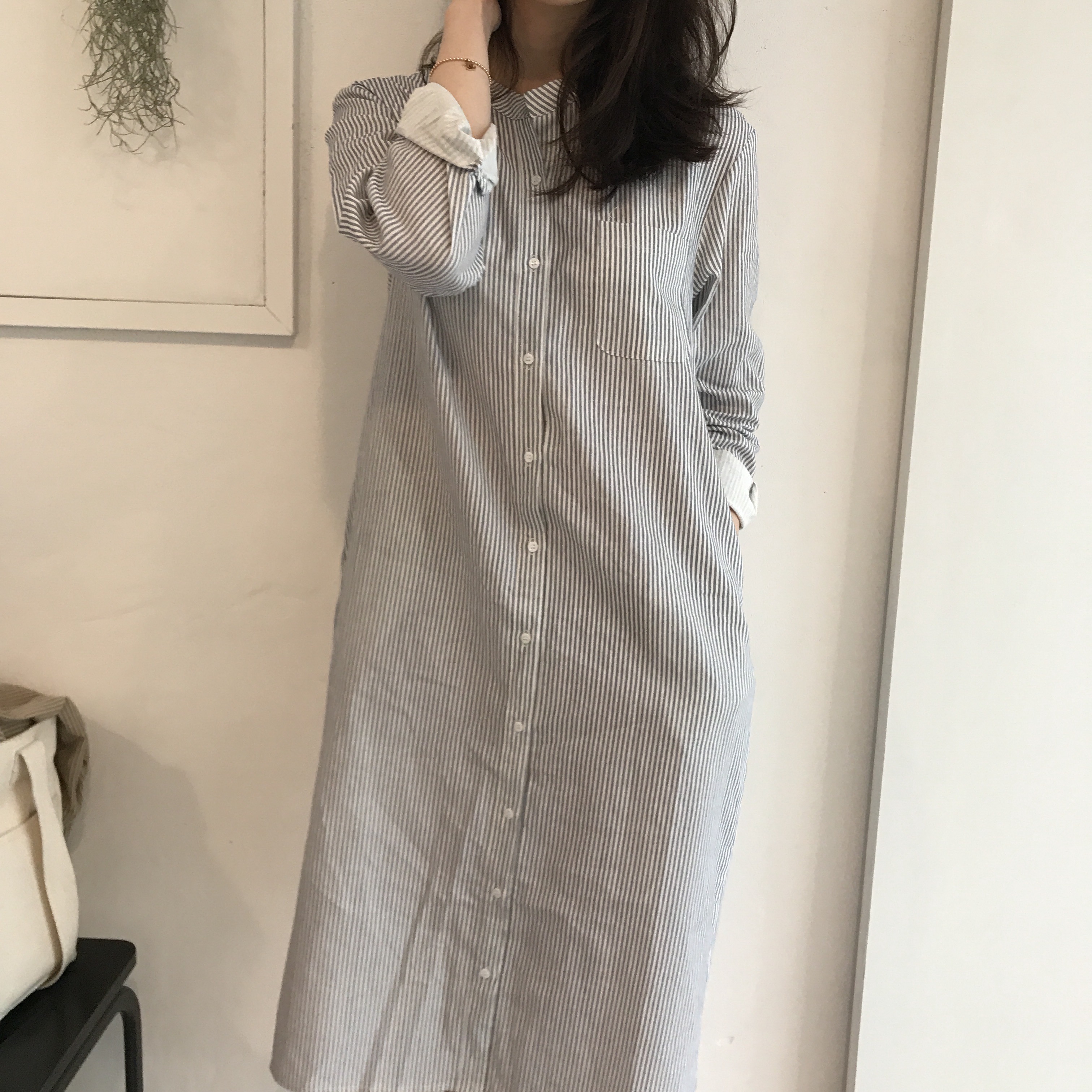 New Striped Shirt Dresses Casual Fashion Autumn Co