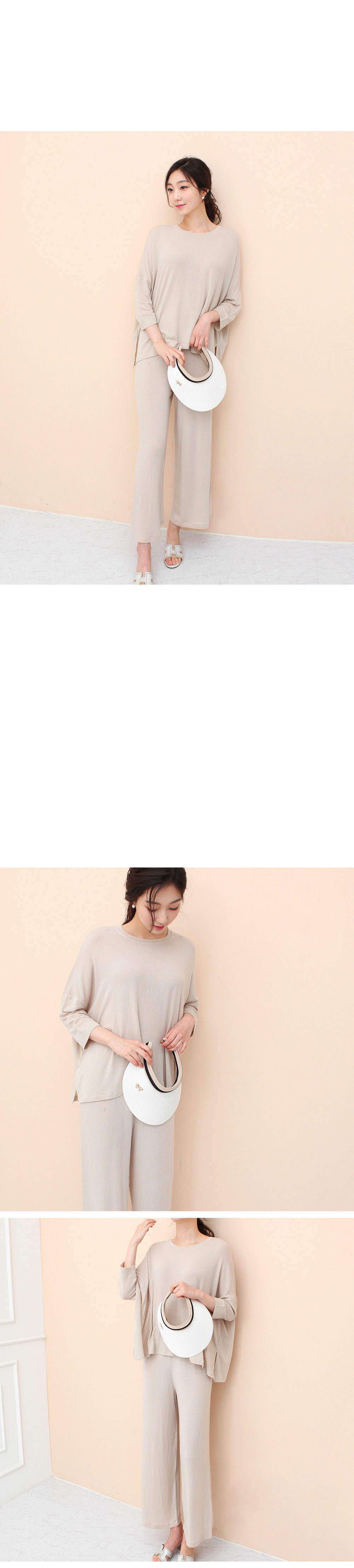 Daily Two-Piece Set Beige Black 20's Women's