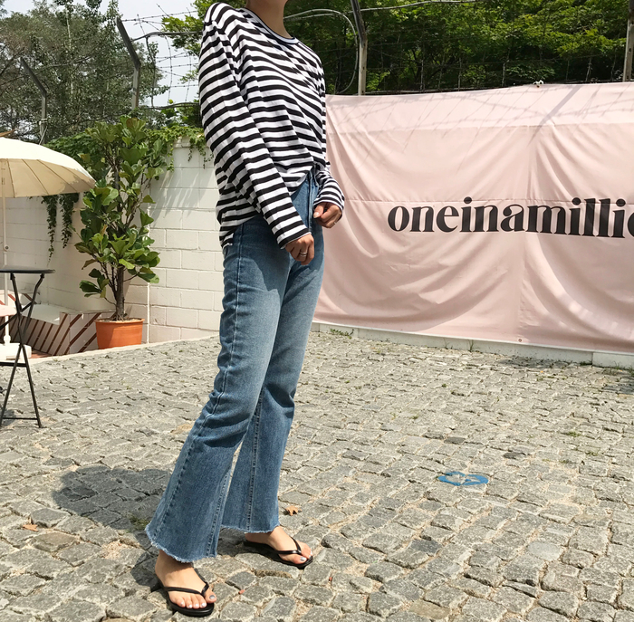 Women Jeans Pants Simple high waisted semi-long bo