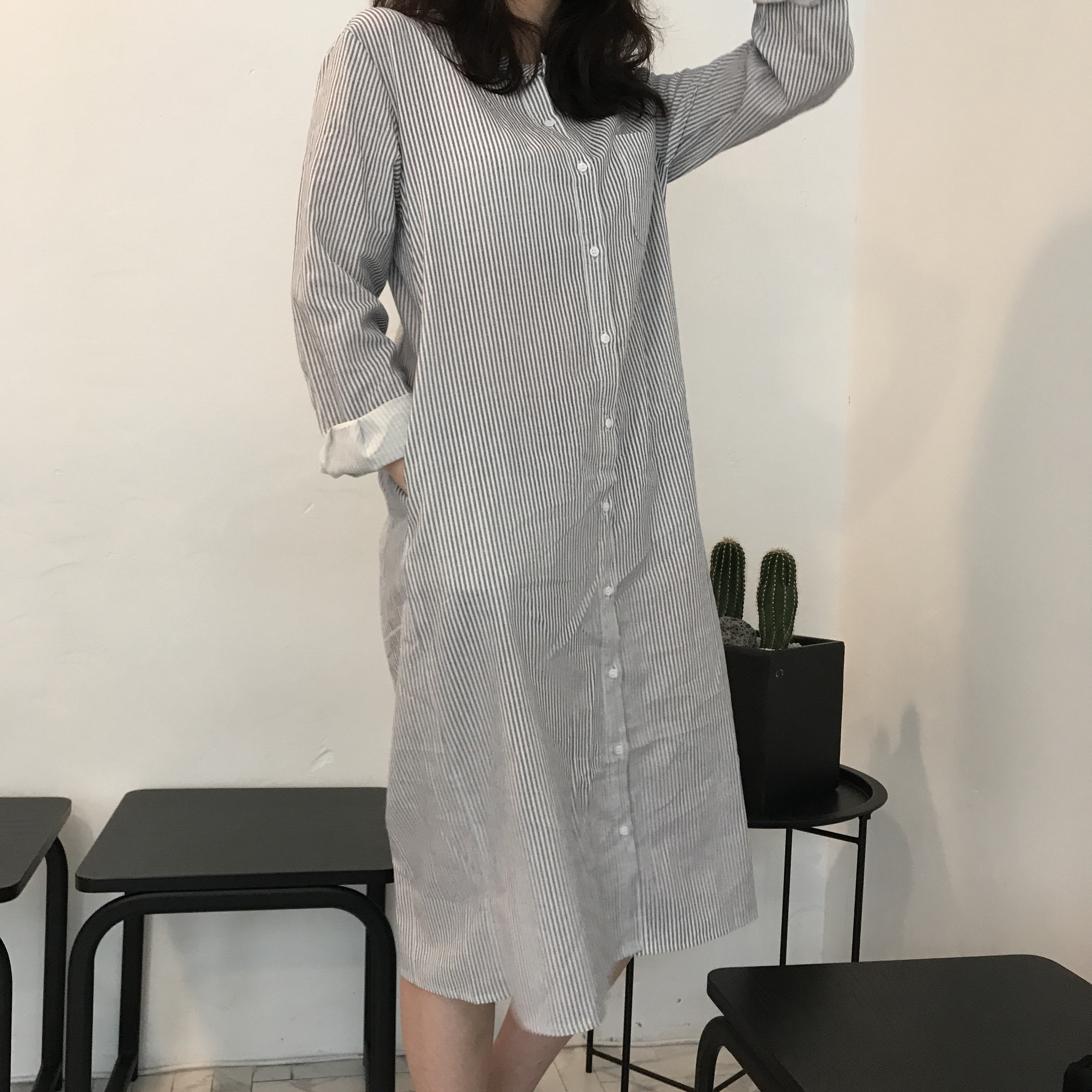 New Striped Shirt Dresses Casual Fashion Autumn Co