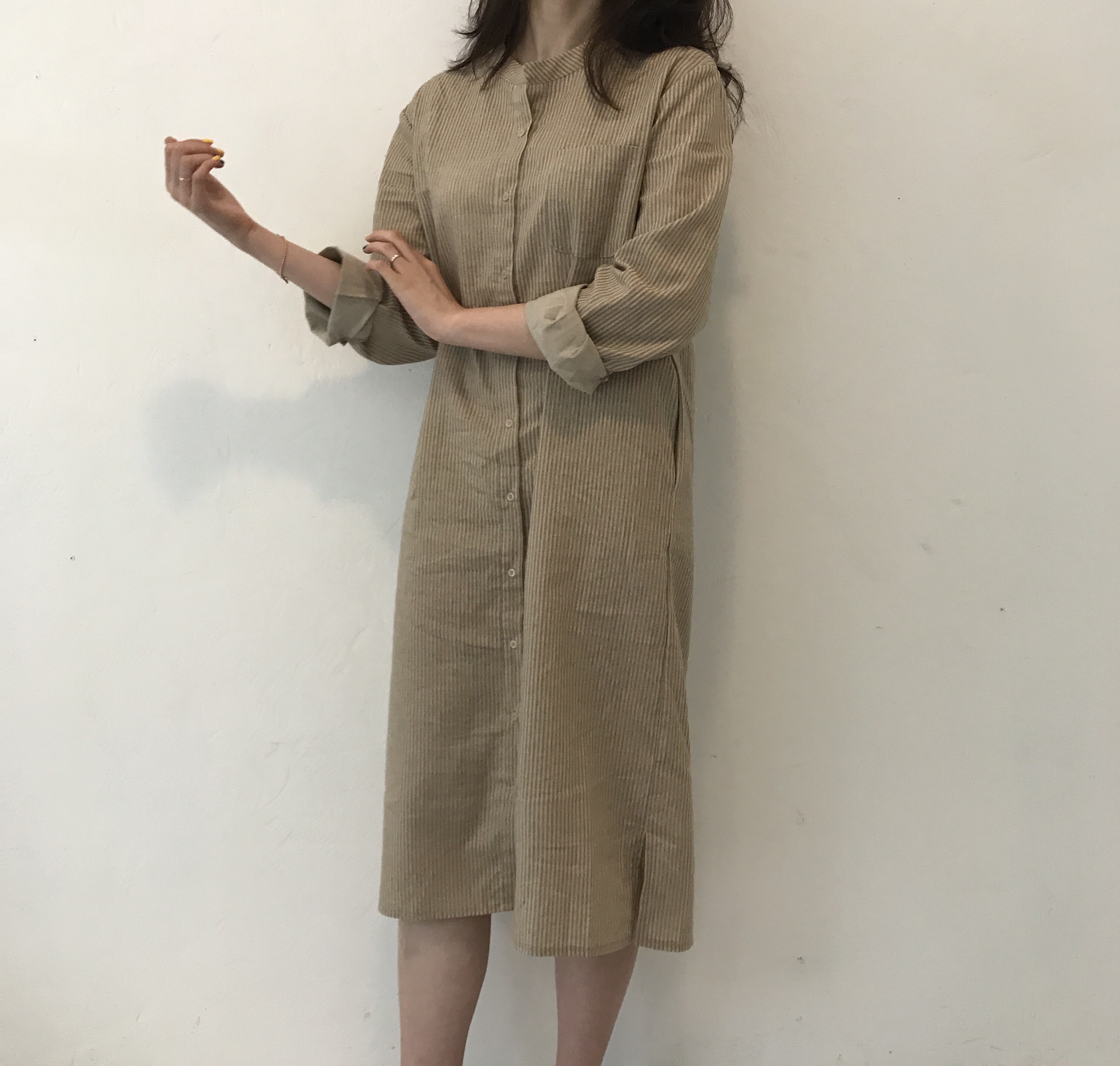 New Striped Shirt Dresses Casual Fashion Autumn Co