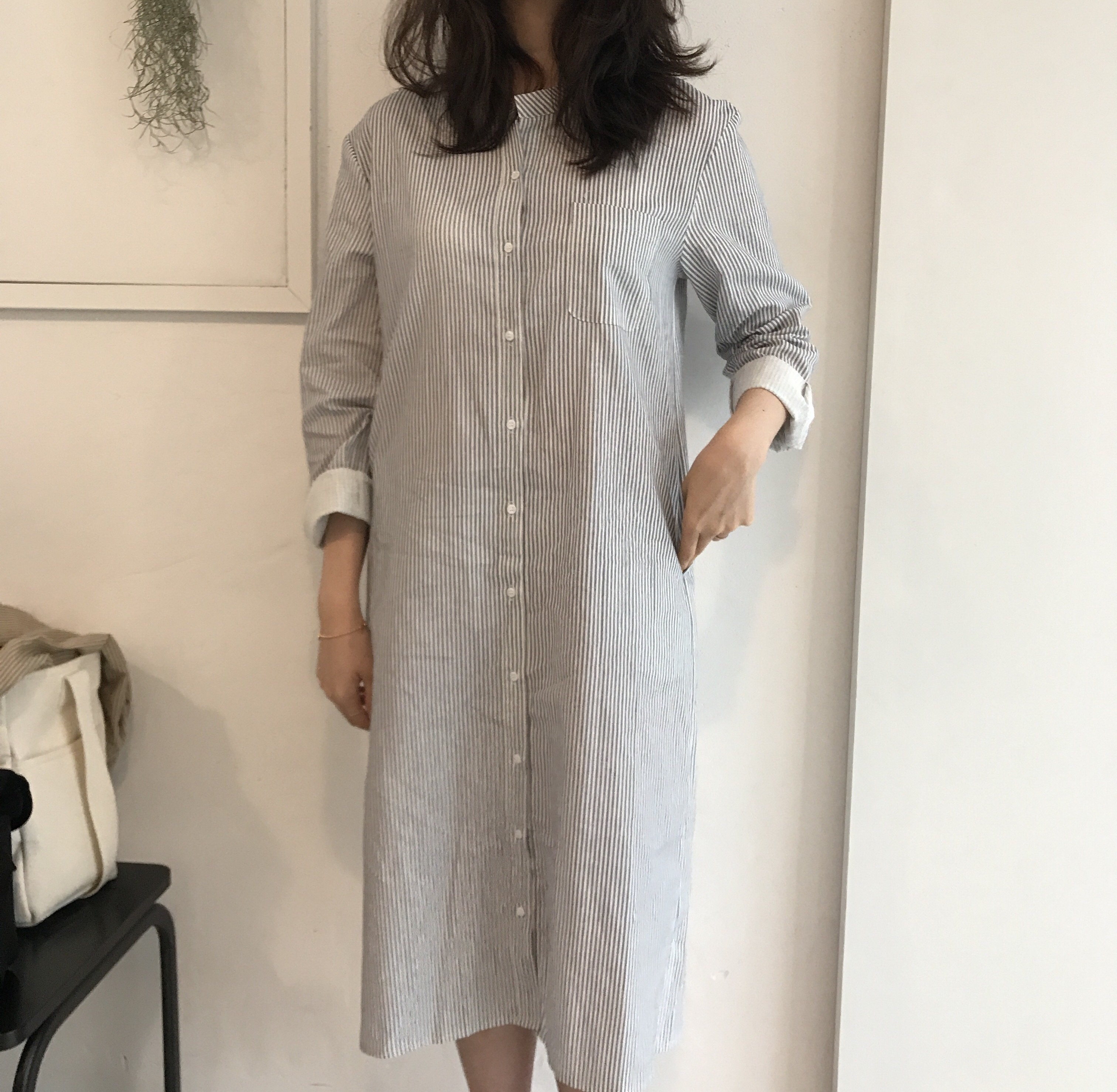 New Striped Shirt Dresses Casual Fashion Autumn Co