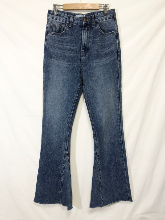 Women Jeans Pants Simple high waisted semi-long bo